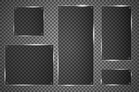 Glass plates are installed. Vector glass banners on a transparent background Stock-Illustration