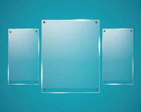 Glass plates are installed. Vector glass banners on a transparent background Illustrazione stock
