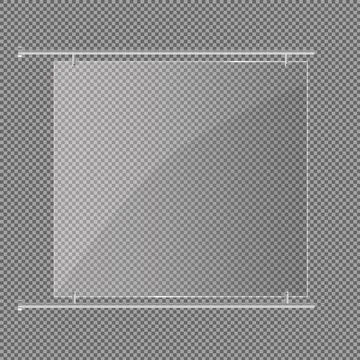 Glass plates are installed. Vector glass banners on a transparent background Stock-Illustration