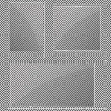 Glass plates are installed. Vector glass banners on a transparent background Stock Illustration