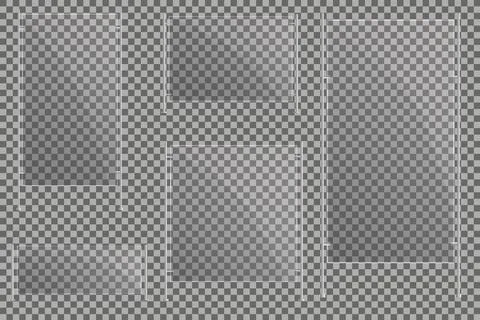 Glass plates are installed. Vector glass banners on a transparent background 스톡 일러스트