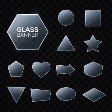 Glass plates set. Triangle square pentagon circle. Stock Illustration
