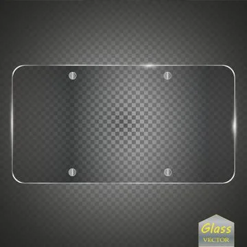 Glass plates set. Vector glass banners on transparent background. Illustrazione stock
