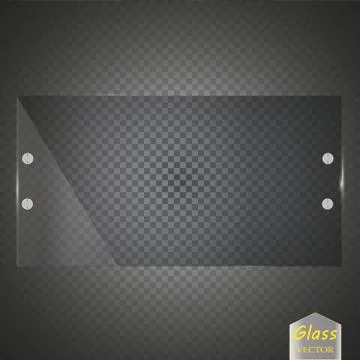 Glass plates set. Vector glass banners on transparent background. Stock Illustration