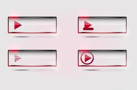 Glass play button square Stock Illustration