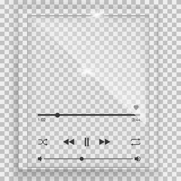 Glass Player interface. Screen mockup for design, audio multimedia application Stock Illustration