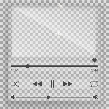 Glass player interface, transparent window with play Stock Illustration