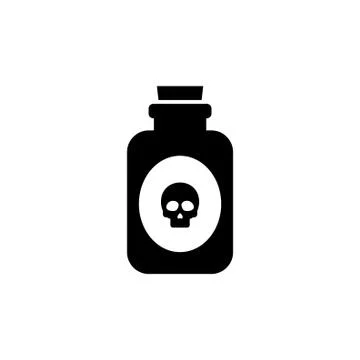 Glass Poison Bottle Flat Vector Icon Stock Illustration