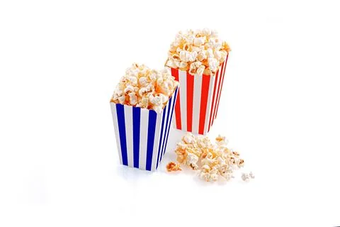 Glass with popcorn on a white background Foto stock