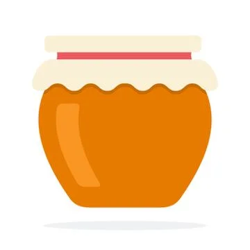 Glass pot of honey vector flat material design isolated object on white Illustrazione stock