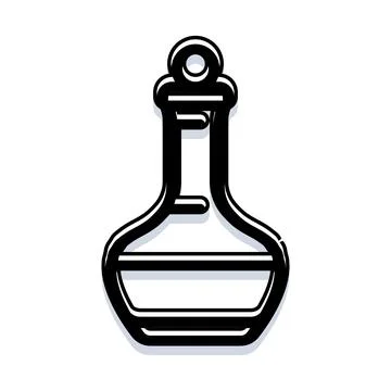 Glass potion bottle icon for alchemy creation Stock Illustration