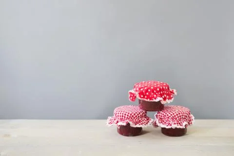 Glass pots jam Stock Photos