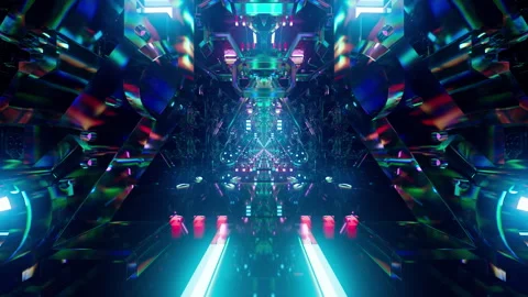 Glass Prism Sci-Fi Neon Technology Tunnel VJ Loops Stock Footage 297488353