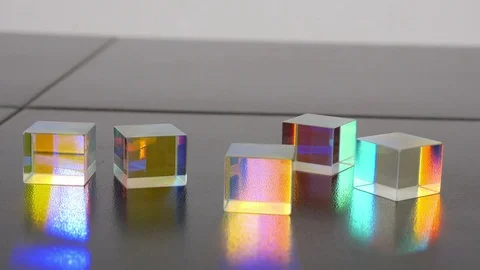 Glass Prisms Creating Light Colors Stock Footage 76039512