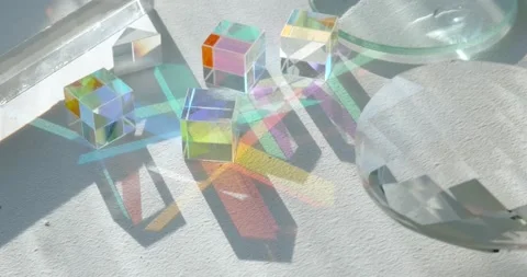 Glass prisms refract daylight Stock Footage 164071865
