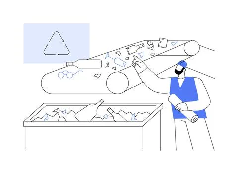 Glass processing abstract concept vector illustration. Stock Illustration