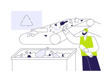 Glass processing abstract concept vector illustration. Stock Illustration