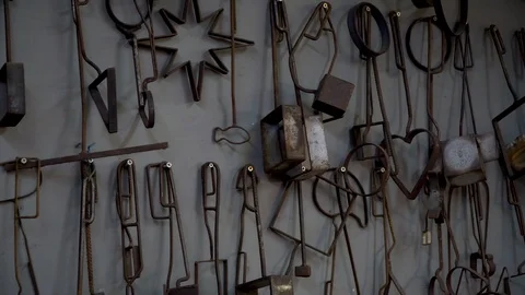 Glass production tools, close up Stock Footage 107193132