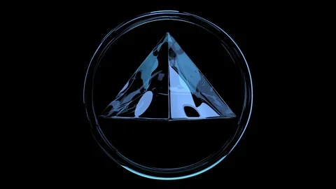 Glass pyramid rotates in a ring on a black background Stock Footage 105533918