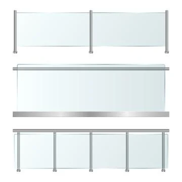 Glass railing set vector design illustration isolated on white background Stock Illustration