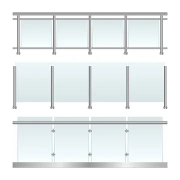Glass railing set vector design illustration isolated on white background Stock Illustration
