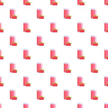 Glass of raspberry juice repeating seamless pattern Stock Illustration