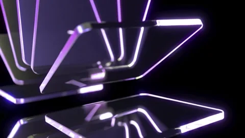 Glass rectangle boxes rotate on black bg able to loop seamless Stock Footage 305475746