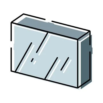 Glass rectangular prism with glossy reflection surface Ilustración de archivo