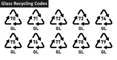 Glass recycle code icon set Stock Illustration