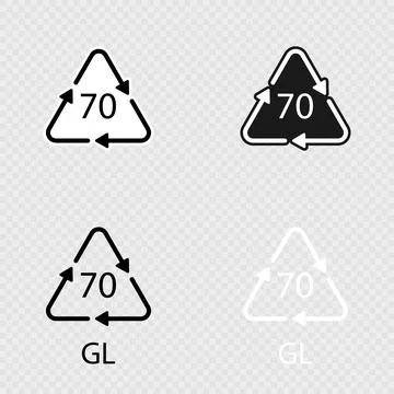 Glass recycling code 70 GL set. Vector illustration Stock Illustration