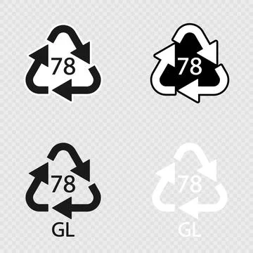 Glass recycling code 78 GL set. 스톡 일러스트