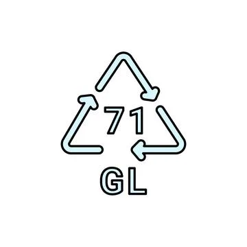 Glass recycling code GL 71 line icon. Consumption code. Stock Illustration
