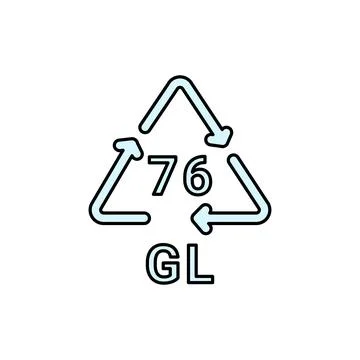 Glass recycling code GL 76 line icon. Consumption code. Stock-Illustration