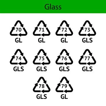 Glass Recycling codes Stock Illustration