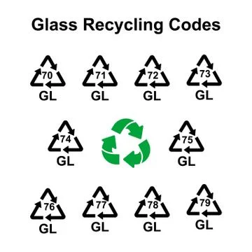 Glass recycling codes vector simple signs Stock Illustration