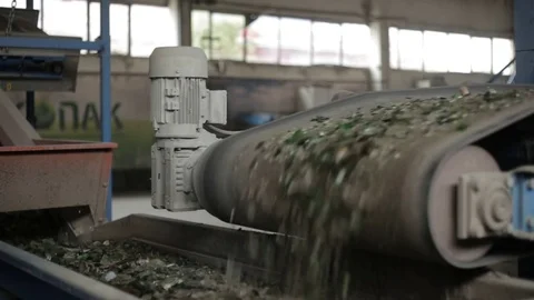 Glass recycling machine Stock Footage