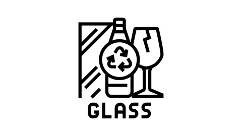 Glass recycling waste sorting line icon animation Stock Footage 326129230