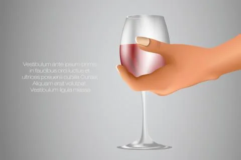Glass of red wine in hand Stock Illustration