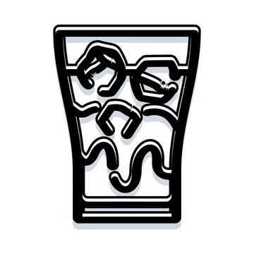 Glass of refreshing beverage with ice cubes Stock Illustration