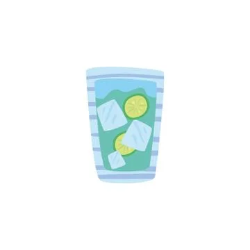 Glass with refreshing drink on white background Stock Illustration