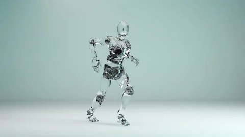 Glass robot dancing, House dance, robotic figure having fun, mascot looping, Stock Footage 219362212