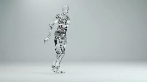 Glass robot dancing, House dance, robotic figure having fun, mascot looping, Stock Footage 219535260