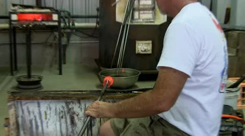 Glass rolling and shaping Stock Footage 12298116