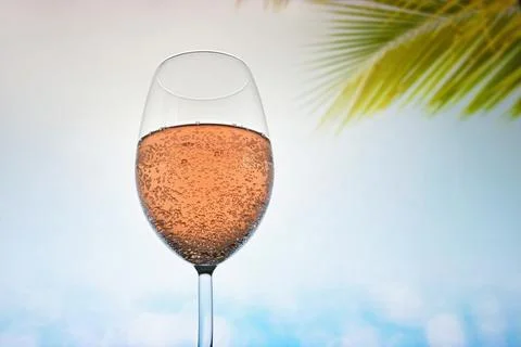 Glass Of  Rose Champagne Sparkling Wine Stock Photos