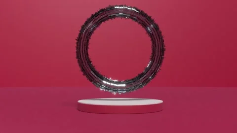 Glass round portal empty space mock up room Stock Footage 273502086