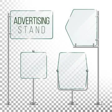 Glass Screen Banner Set Vector. Empty Advertising Display For Your Business Illustrazione stock