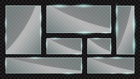 Glass screen set. Gloss plates isolated on transparent background with glares Stock Illustration
