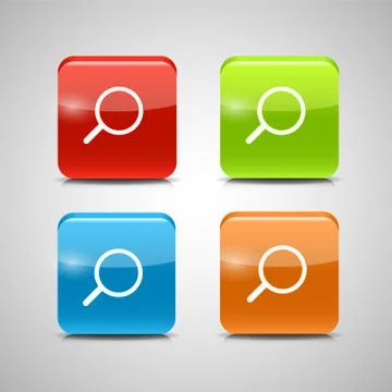 Glass Search Button Icon Set Vector Illustration Stock Illustration