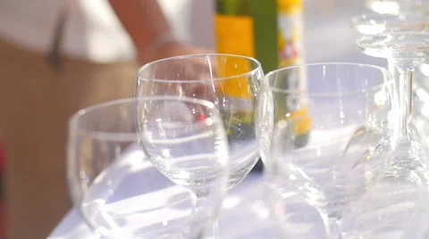 Glass serving on white table Video stock 66371848
