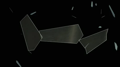 Glass shards fly towards us after an explosion - motion design - Stock Footage 138679743